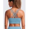 imageCRZ YOGA Womens Butterluxe Strappy Longline Sports Bra  Molded Cup Double Spaghetti Strap Workout Yoga Crop Top AthleticPure Blue