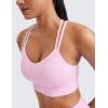 imageCRZ YOGA Womens Butterluxe Strappy Longline Sports Bra  Molded Cup Double Spaghetti Strap Workout Yoga Crop Top AthleticVita Pink