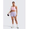 imageCRZ YOGA Womens Butterluxe Strappy Longline Sports Bra  Molded Cup Double Spaghetti Strap Workout Yoga Crop Top AthleticVita Pink