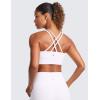 imageCRZ YOGA Womens Butterluxe Strappy Longline Sports Bra  Molded Cup Double Spaghetti Strap Workout Yoga Crop Top AthleticWhite