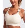 imageCRZ YOGA Womens Butterluxe Strappy Longline Sports Bra  Molded Cup Double Spaghetti Strap Workout Yoga Crop Top AthleticWhite Apricot