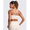 imageCRZ YOGA Womens Butterluxe Strappy Longline Sports Bra  Molded Cup Double Spaghetti Strap Workout Yoga Crop Top AthleticWhite Apricot