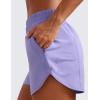 imageCRZ YOGA Womens High Waisted Running Shorts Mesh Liner 3 Dolphin Quick Dry for Athletic Gym Track Workout with Zip PocketDark Lavender Purple