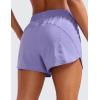imageCRZ YOGA Womens High Waisted Running Shorts Mesh Liner 3 Dolphin Quick Dry for Athletic Gym Track Workout with Zip PocketDark Lavender Purple