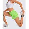imageCRZ YOGA Womens High Waisted Running Shorts Mesh Liner 3 Dolphin Quick Dry for Athletic Gym Track Workout with Zip PocketGreen Glow