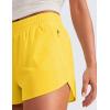imageCRZ YOGA Womens High Waisted Running Shorts Mesh Liner 3 Dolphin Quick Dry for Athletic Gym Track Workout with Zip PocketHigh Visibility Yellow