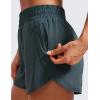 imageCRZ YOGA Womens High Waisted Running Shorts Mesh Liner 3 Dolphin Quick Dry for Athletic Gym Track Workout with Zip PocketMelanite