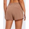 imageCRZ YOGA Womens High Waisted Running Shorts Mesh Liner 3 Dolphin Quick Dry for Athletic Gym Track Workout with Zip PocketMocha Mousse