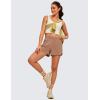 imageCRZ YOGA Womens High Waisted Running Shorts Mesh Liner 3 Dolphin Quick Dry for Athletic Gym Track Workout with Zip PocketMocha Mousse