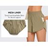 imageCRZ YOGA Womens High Waisted Running Shorts Mesh Liner 3 Dolphin Quick Dry for Athletic Gym Track Workout with Zip PocketMountain Olive
