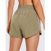 imageCRZ YOGA Womens High Waisted Running Shorts Mesh Liner 3 Dolphin Quick Dry for Athletic Gym Track Workout with Zip PocketMountain Olive