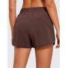 imageCRZ YOGA Womens High Waisted Running Shorts Mesh Liner 3 Dolphin Quick Dry for Athletic Gym Track Workout with Zip PocketTaupe