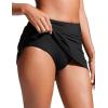 imageCRZ YOGA Womens High Waisted Swim Skirt A Line Swimsuit Skorts Side Slit Bathing Suit Bikini Bottoms with Built in BriefsBlack
