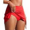 imageCRZ YOGA Womens High Waisted Swim Skirt A Line Swimsuit Skorts Side Slit Bathing Suit Bikini Bottoms with Built in BriefsDeep Red
