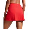 imageCRZ YOGA Womens High Waisted Swim Skirt A Line Swimsuit Skorts Side Slit Bathing Suit Bikini Bottoms with Built in BriefsDeep Red