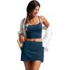 imageCRZ YOGA Womens High Waisted Swim Skirt A Line Swimsuit Skorts Side Slit Bathing Suit Bikini Bottoms with Built in BriefsInsignia Blue