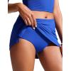 imageCRZ YOGA Womens High Waisted Swim Skirt A Line Swimsuit Skorts Side Slit Bathing Suit Bikini Bottoms with Built in BriefsWaves Blue