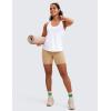 imageCRZ YOGA Womens Pima Cotton Racerback Workout Tank Tops Scoop Neck Athletic Loose Sleeveless ShirtsWhite