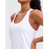 imageCRZ YOGA Womens Pima Cotton Racerback Workout Tank Tops Scoop Neck Athletic Loose Sleeveless ShirtsWhite
