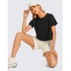 imageCRZ YOGA Womens Pima Cotton Workout Short Sleeve Shirts Loose Athletic Crop Tops Gym Casual Cropped TShirtBlack