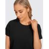 imageCRZ YOGA Womens Pima Cotton Workout Short Sleeve Shirts Loose Athletic Crop Tops Gym Casual Cropped TShirtBlack