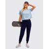 imageCRZ YOGA Womens Pima Cotton Workout Short Sleeve Shirts Loose Athletic Crop Tops Gym Casual Cropped TShirtBlue Linen