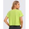 imageCRZ YOGA Womens Pima Cotton Workout Short Sleeve Shirts Loose Athletic Crop Tops Gym Casual Cropped TShirtBright Verdancy