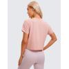 imageCRZ YOGA Womens Pima Cotton Workout Short Sleeve Shirts Loose Athletic Crop Tops Gym Casual Cropped TShirtCinnamon Ash