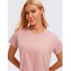 imageCRZ YOGA Womens Pima Cotton Workout Short Sleeve Shirts Loose Athletic Crop Tops Gym Casual Cropped TShirtCinnamon Ash
