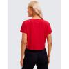 imageCRZ YOGA Womens Pima Cotton Workout Short Sleeve Shirts Loose Athletic Crop Tops Gym Casual Cropped TShirtFestival Red