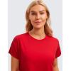 imageCRZ YOGA Womens Pima Cotton Workout Short Sleeve Shirts Loose Athletic Crop Tops Gym Casual Cropped TShirtFestival Red