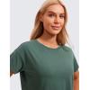 imageCRZ YOGA Womens Pima Cotton Workout Short Sleeve Shirts Loose Athletic Crop Tops Gym Casual Cropped TShirtGraphite Green