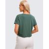 imageCRZ YOGA Womens Pima Cotton Workout Short Sleeve Shirts Loose Athletic Crop Tops Gym Casual Cropped TShirtGraphite Green