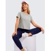 imageCRZ YOGA Womens Pima Cotton Workout Short Sleeve Shirts Loose Athletic Crop Tops Gym Casual Cropped TShirtHeathered Medium Grey