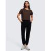 imageCRZ YOGA Womens Pima Cotton Workout Short Sleeve Shirts Loose Athletic Crop Tops Gym Casual Cropped TShirtHot Fudge Brown