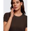 imageCRZ YOGA Womens Pima Cotton Workout Short Sleeve Shirts Loose Athletic Crop Tops Gym Casual Cropped TShirtHot Fudge Brown
