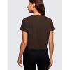 imageCRZ YOGA Womens Pima Cotton Workout Short Sleeve Shirts Loose Athletic Crop Tops Gym Casual Cropped TShirtHot Fudge Brown