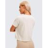 imageCRZ YOGA Womens Pima Cotton Workout Short Sleeve Shirts Loose Athletic Crop Tops Gym Casual Cropped TShirtIce GreyWhite