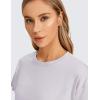 imageCRZ YOGA Womens Pima Cotton Workout Short Sleeve Shirts Loose Athletic Crop Tops Gym Casual Cropped TShirtIced Iris