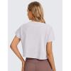 imageCRZ YOGA Womens Pima Cotton Workout Short Sleeve Shirts Loose Athletic Crop Tops Gym Casual Cropped TShirtIced Iris