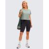 imageCRZ YOGA Womens Pima Cotton Workout Short Sleeve Shirts Loose Athletic Crop Tops Gym Casual Cropped TShirtJade Grey