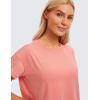 imageCRZ YOGA Womens Pima Cotton Workout Short Sleeve Shirts Loose Athletic Crop Tops Gym Casual Cropped TShirtPeach Pink