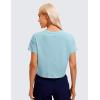 imageCRZ YOGA Womens Pima Cotton Workout Short Sleeve Shirts Loose Athletic Crop Tops Gym Casual Cropped TShirtPure Blue