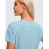 imageCRZ YOGA Womens Pima Cotton Workout Short Sleeve Shirts Loose Athletic Crop Tops Gym Casual Cropped TShirtPure Blue