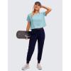 imageCRZ YOGA Womens Pima Cotton Workout Short Sleeve Shirts Loose Athletic Crop Tops Gym Casual Cropped TShirtPure Blue