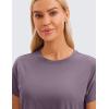 imageCRZ YOGA Womens Pima Cotton Workout Short Sleeve Shirts Loose Athletic Crop Tops Gym Casual Cropped TShirtPurple Gray