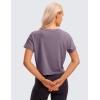 imageCRZ YOGA Womens Pima Cotton Workout Short Sleeve Shirts Loose Athletic Crop Tops Gym Casual Cropped TShirtPurple Gray