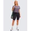 imageCRZ YOGA Womens Pima Cotton Workout Short Sleeve Shirts Loose Athletic Crop Tops Gym Casual Cropped TShirtPurple Gray