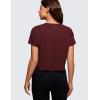 imageCRZ YOGA Womens Pima Cotton Workout Short Sleeve Shirts Loose Athletic Crop Tops Gym Casual Cropped TShirtRed Merlot