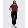 imageCRZ YOGA Womens Pima Cotton Workout Short Sleeve Shirts Loose Athletic Crop Tops Gym Casual Cropped TShirtRed Merlot